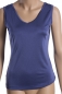 Preview: Top, V-Ausschn., 100% Seide, Interlock, Blau, S