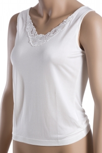 Preview: Top, Stickerei, 100% Seide, Natur, M, 40/42