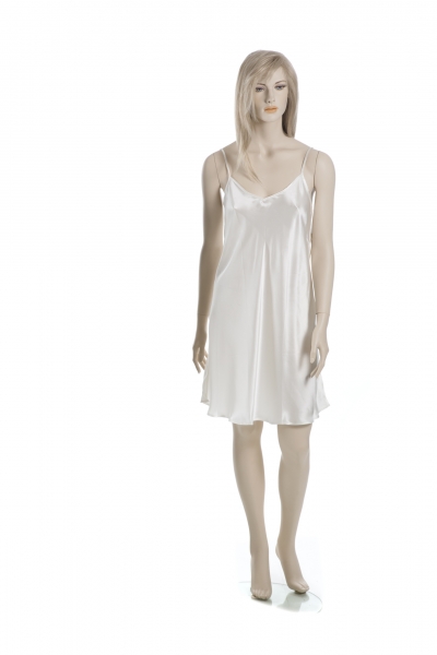 Negligé mit Kimono, 100% Seide, Natur und Schwarz, XL, 46/48