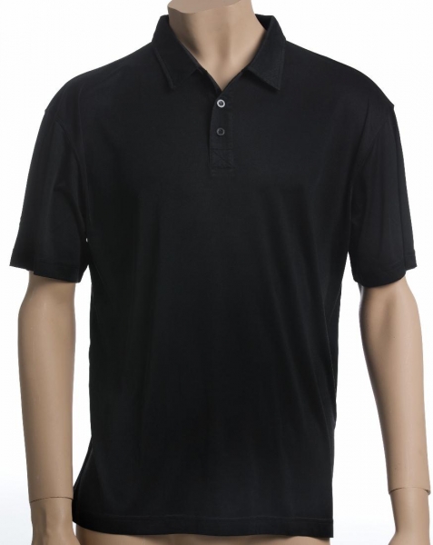 Poloshirt, Kurzarm, 100% Seide, Interlock, Schwarz, M