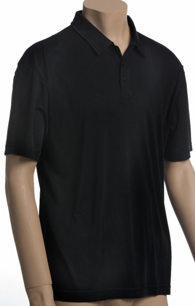 Poloshirt, Kurzarm, 100% Seide, Interlock, Schwarz, M