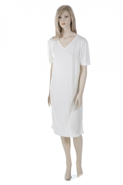 Nachthemd, Sleepshirt, V, 100% Seide, Natur, XL, 48