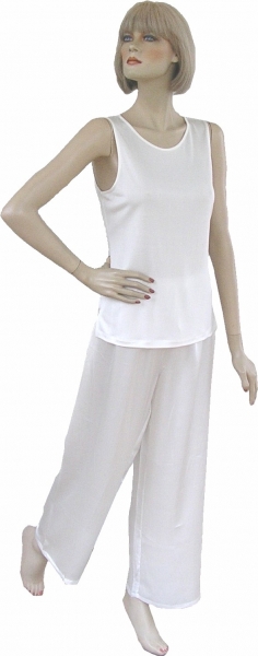 Damen Pyjama, 100% Seide, Natur, XL, 48